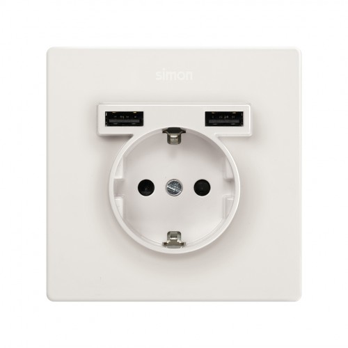 Kit monoblock Enchufe Schuko + 2 Cargador USB 2.1A Simon 270 - Ilumitec