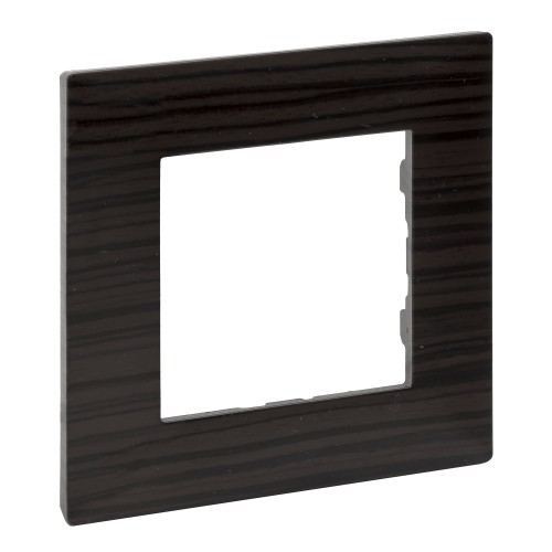 Placa de madera redonda oscura 1 elemento serie empotrar