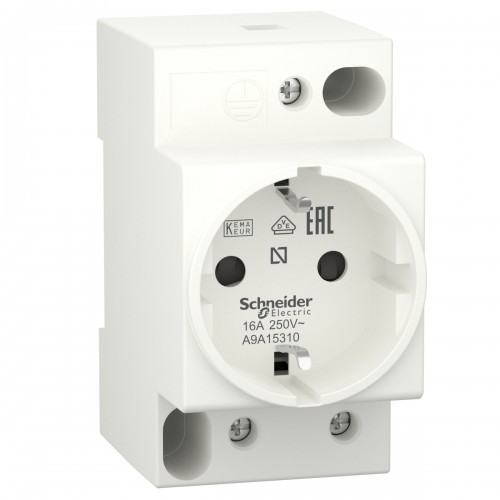 SCHNEIDER A9A15310  Comprar toma corriente Schuko 2P+T Carril DIN -  Ilumitec