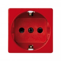 Enchufe 2P + TT Schuko + seguridad Simon 27 ROJO